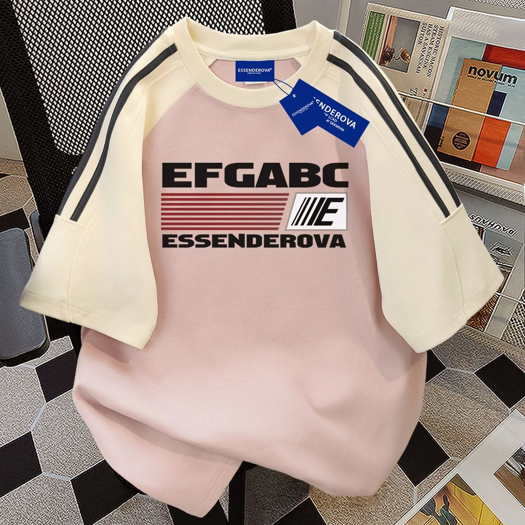 100%纯棉美式设计感印花短袖t恤男女夏季宽松小众爆款显瘦上衣潮