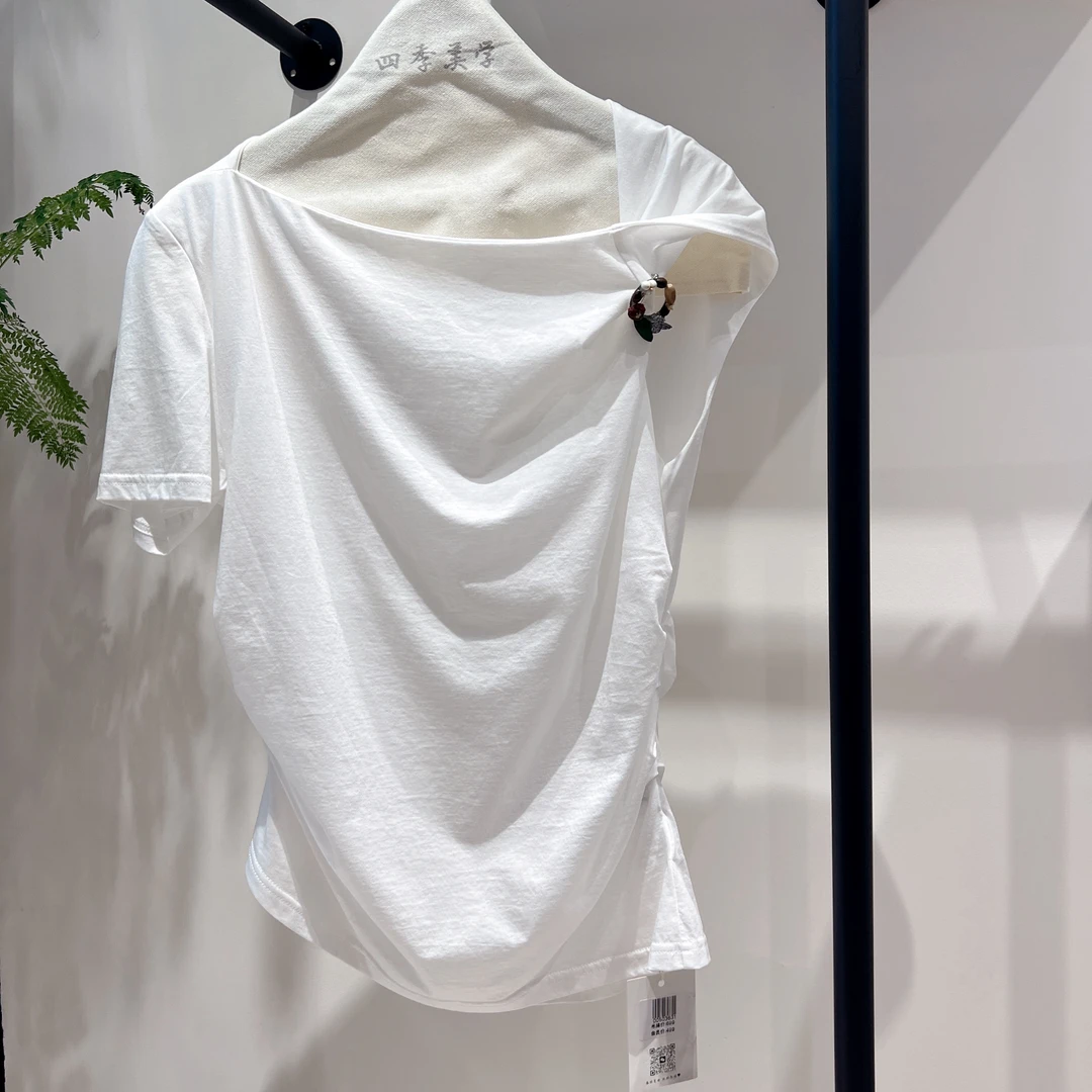 2025夏季新品时尚百褶显瘦T恤