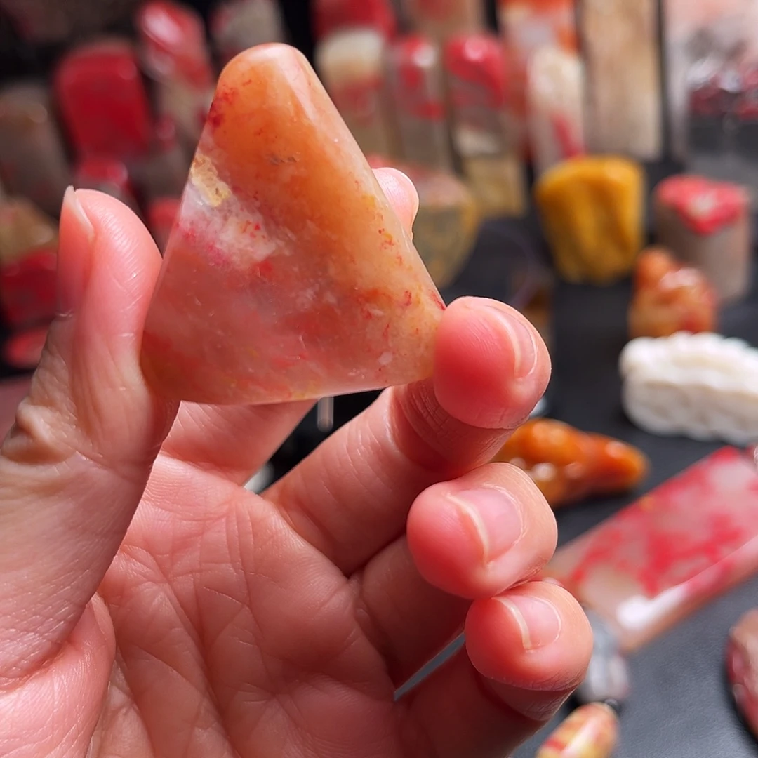 巴林石印石鸡血石随形章