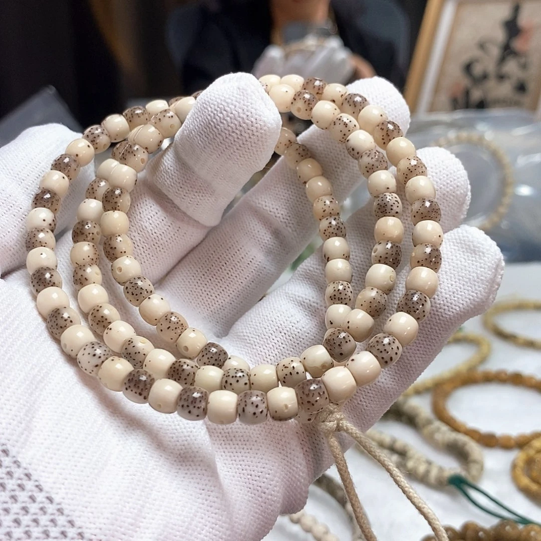 吊坠星月菩提65直切鼓珠通体留白冰糖料