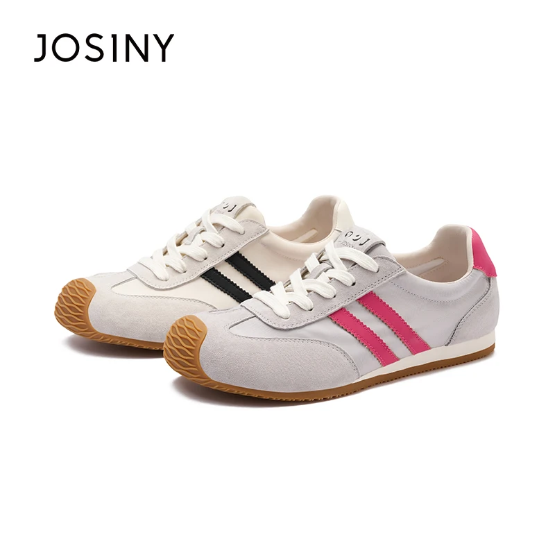 卓诗尼拼色复古德训鞋女2025夏新外穿低帮系带软底运动522A24082