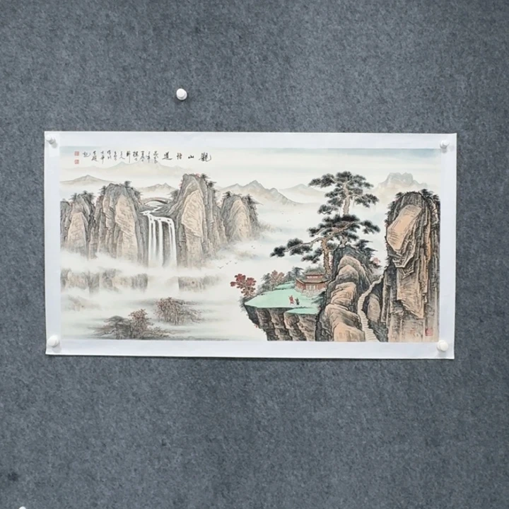 一***源国画观山悟道山水绘画
