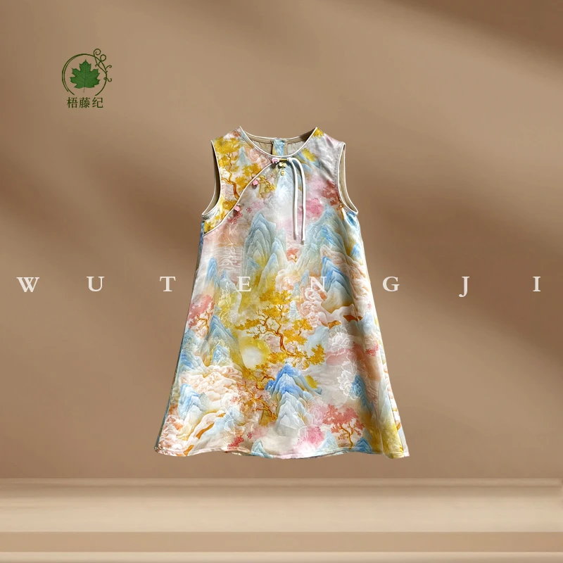 【亭续】【100木薯丝25姆米】2025年夏季新款国风女童连衣裙25XY025