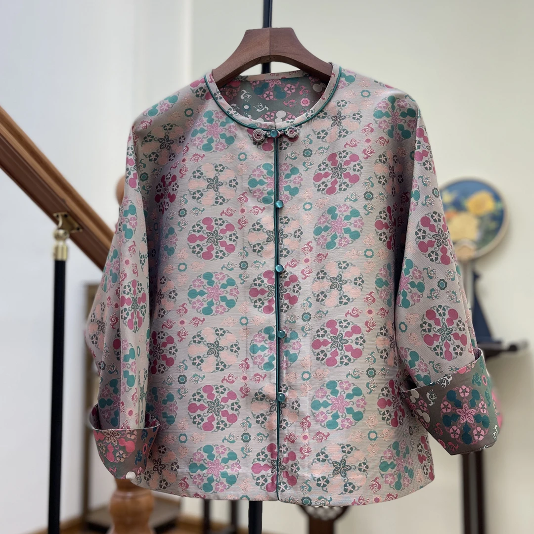 新中式国风蜀锦提花双面穿女士外套