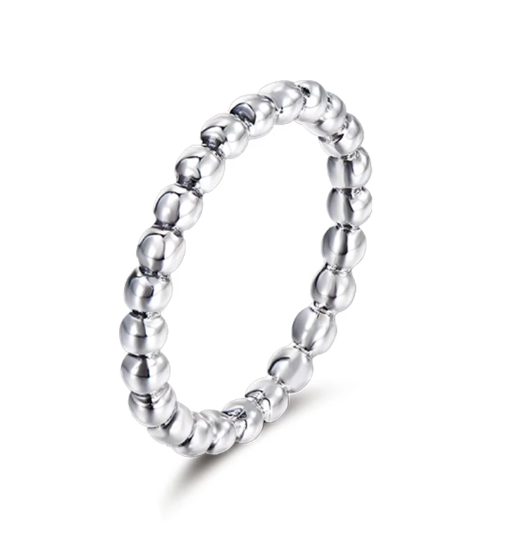 Pt950铂金珠珠戒指轻奢INS风白金戒指pt950戒指女款圆珠戒指叠戴