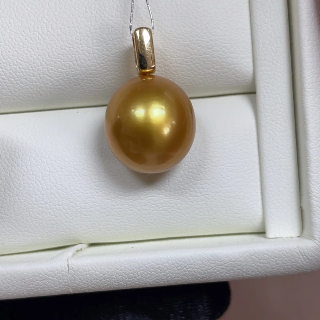 海水珍珠吊坠(不含链)18K金镶嵌13.3mm
