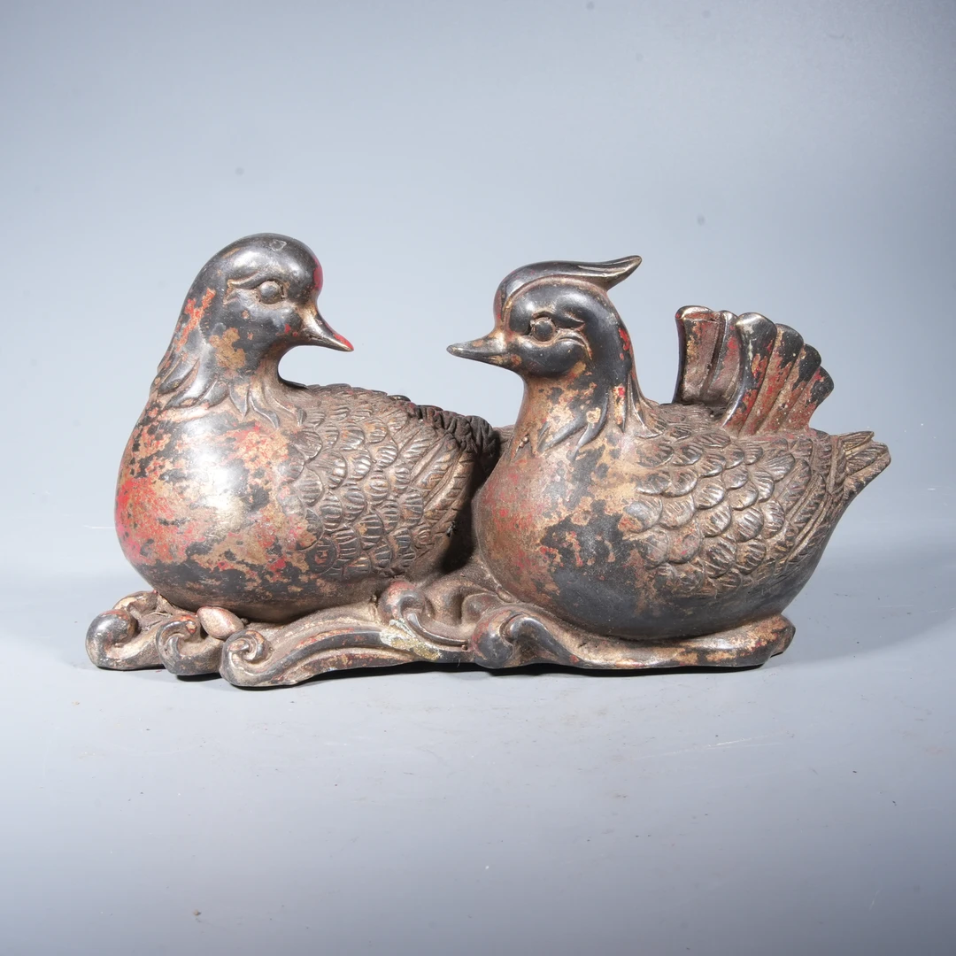 Tgz26 清代 铜鸳鸯摆件