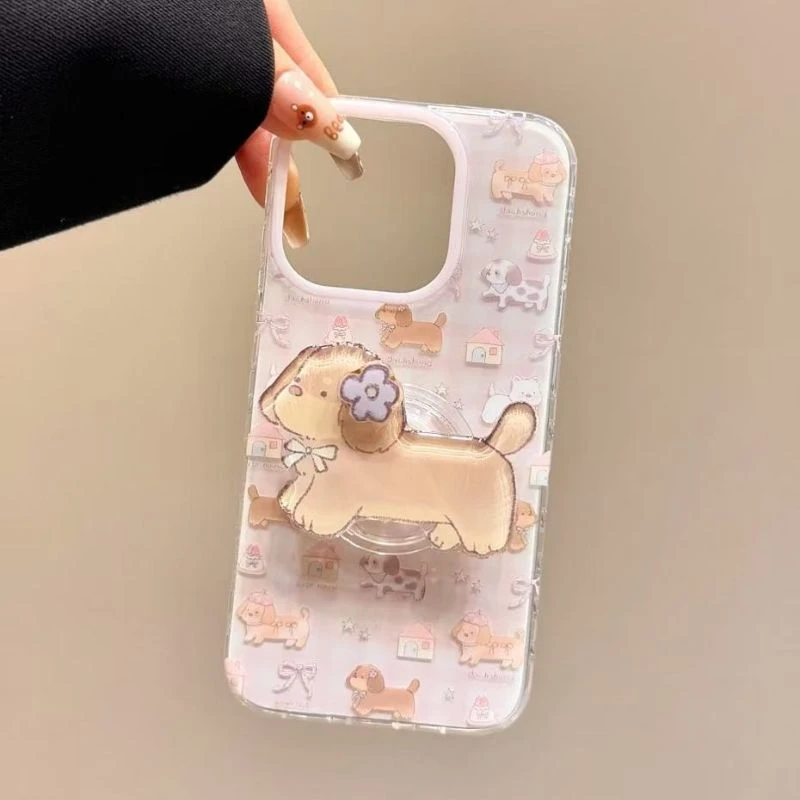 花朵小狗适用红米K80PRO手机壳支架K70/60/50/40S/NOTE14/13/12套