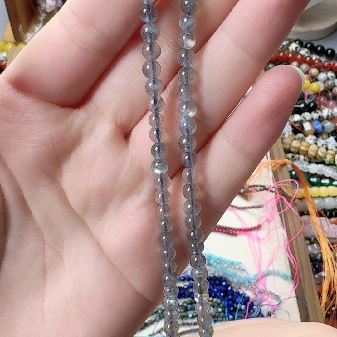 未镶嵌玛瑙/玉髓珠宝半成品卡4灰月光一条