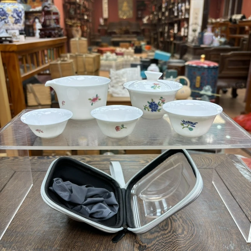 青花旅行茶具快客杯H71