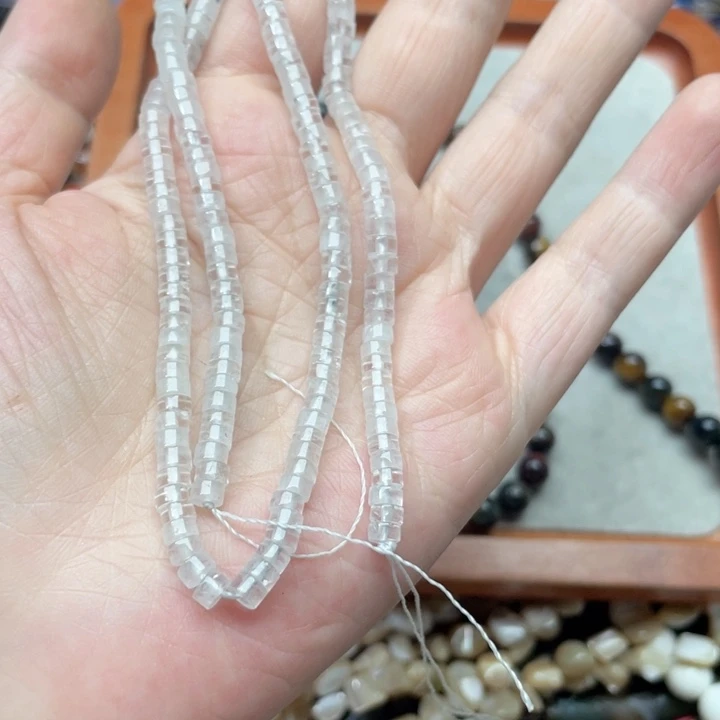 玛瑙/玉髓合金珠宝半成品一条4m白水晶直切