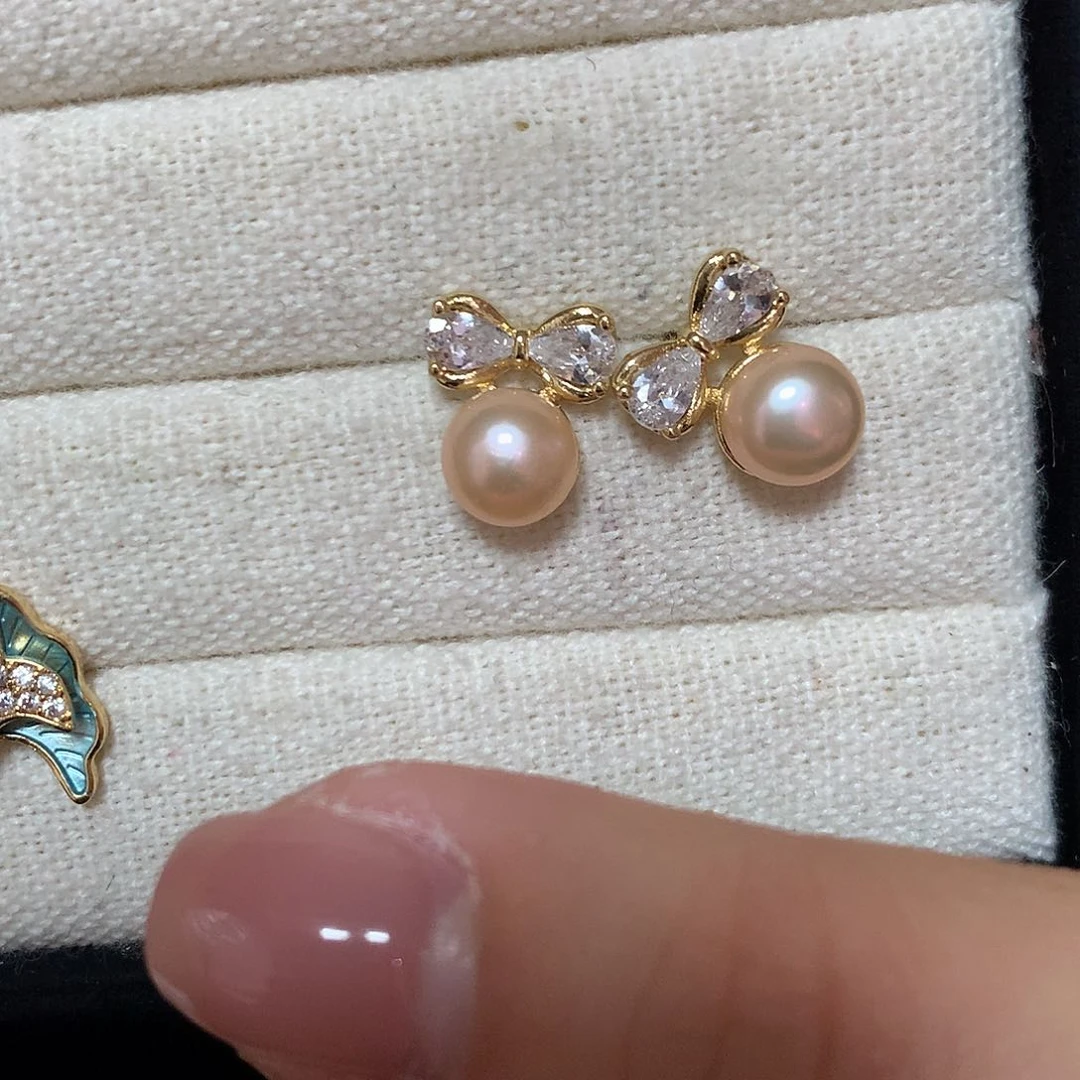 淡水珍珠耳饰合金