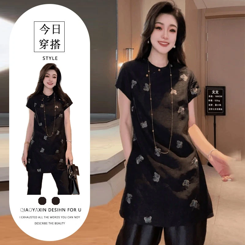 T257055洋气上衣轻奢高级感小众不撞款新中式黑色国风衬衫女夏季