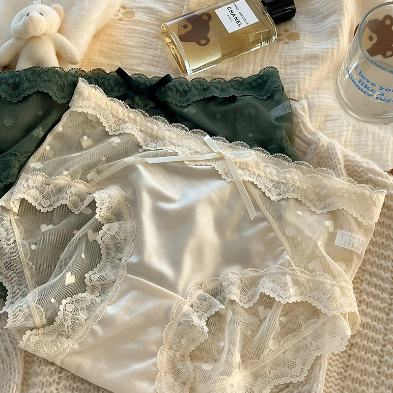 新款大码女士内裤法式ins纯欲风女无痕中腰透气半透明性感三角裤