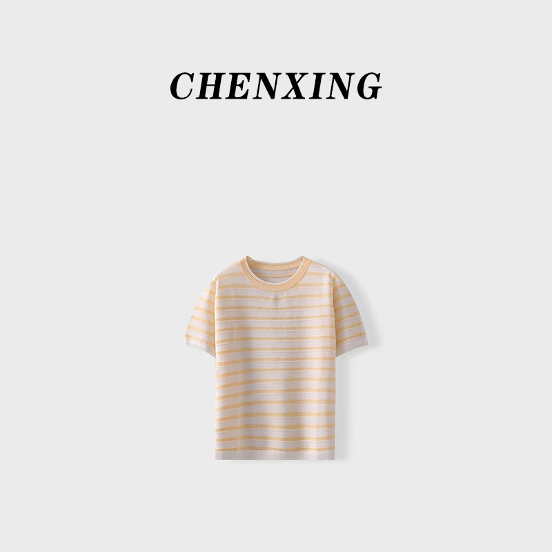 【CHENXING】圆领气质短袖休闲T恤女上衣SY5E7035106