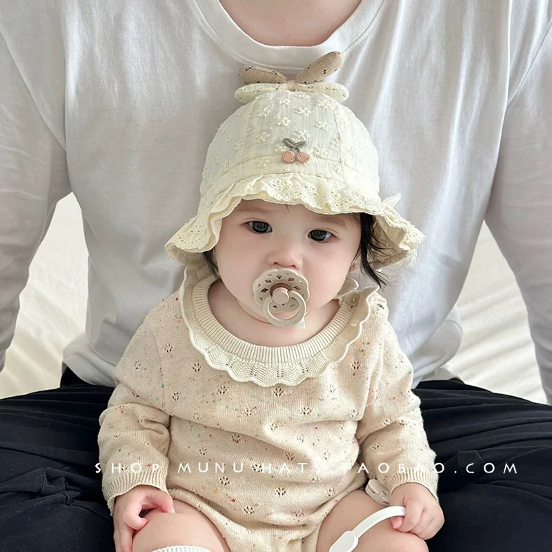 婴儿帽子春秋季洋气小月龄渔夫帽宝宝新生儿冬款纯棉防风儿童盆帽