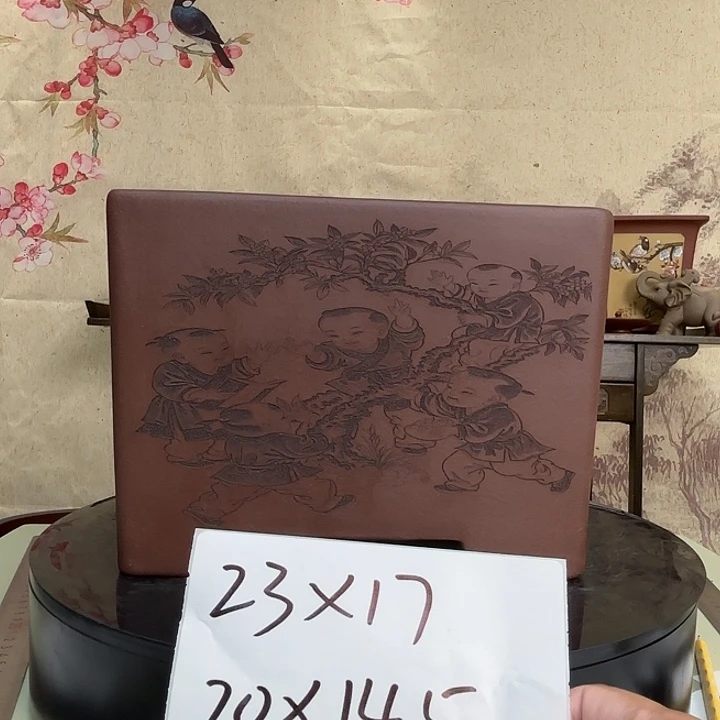 紫砂花盆五子登科