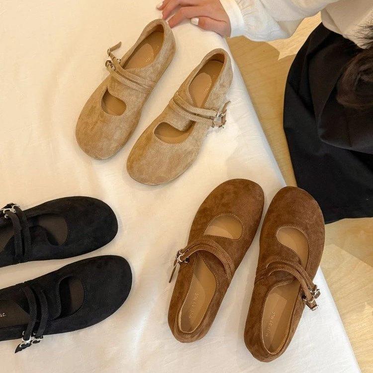 小众复古平底单鞋女2025秋季新款圆头玛丽珍女鞋仙女风浅口奶奶鞋