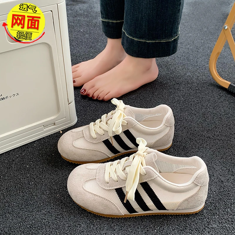 德训鞋女款2025爆款夏季薄款网面透气百搭平底休闲鞋轻便舒适潮鞋