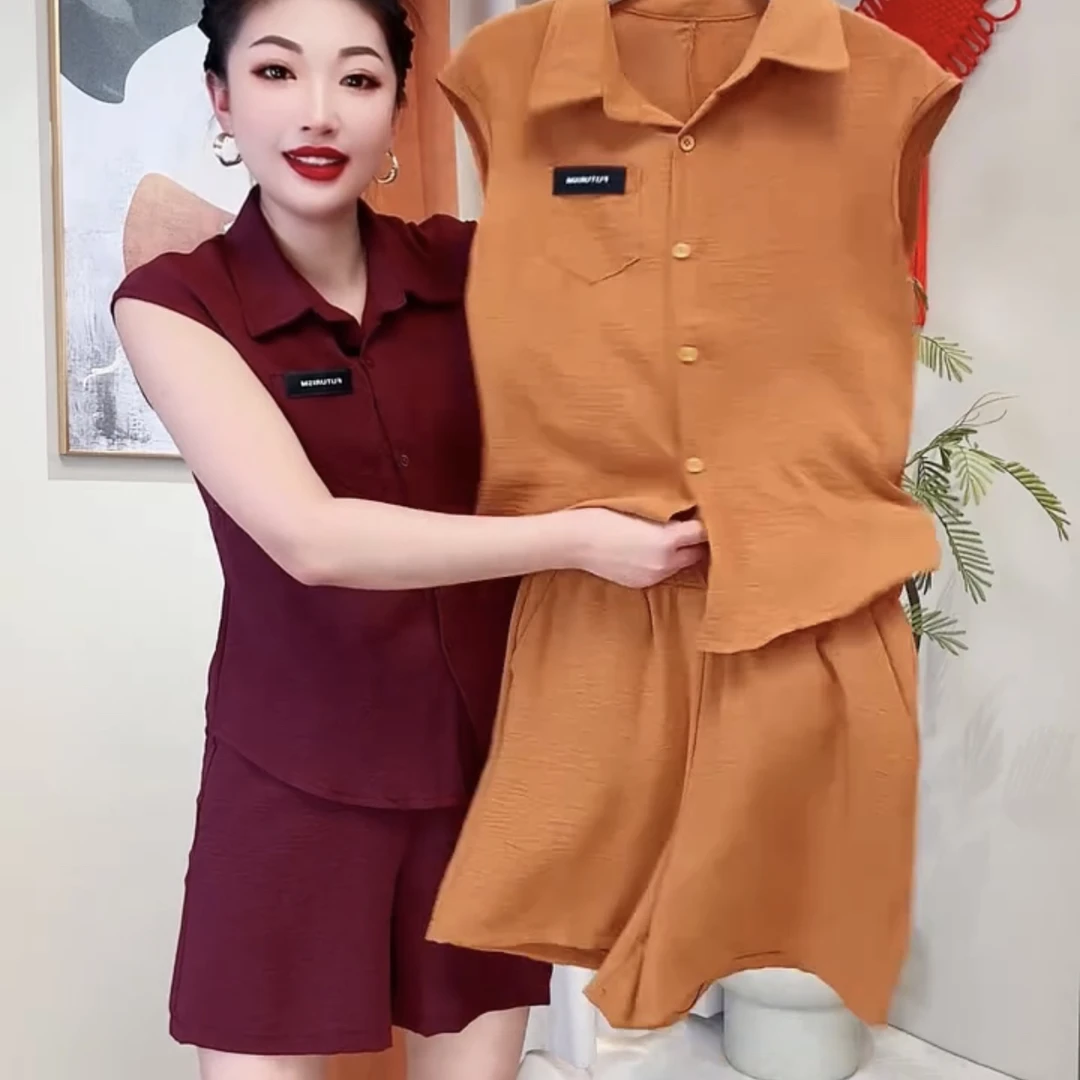 夏季百搭时尚显瘦衬衫与短裤套装