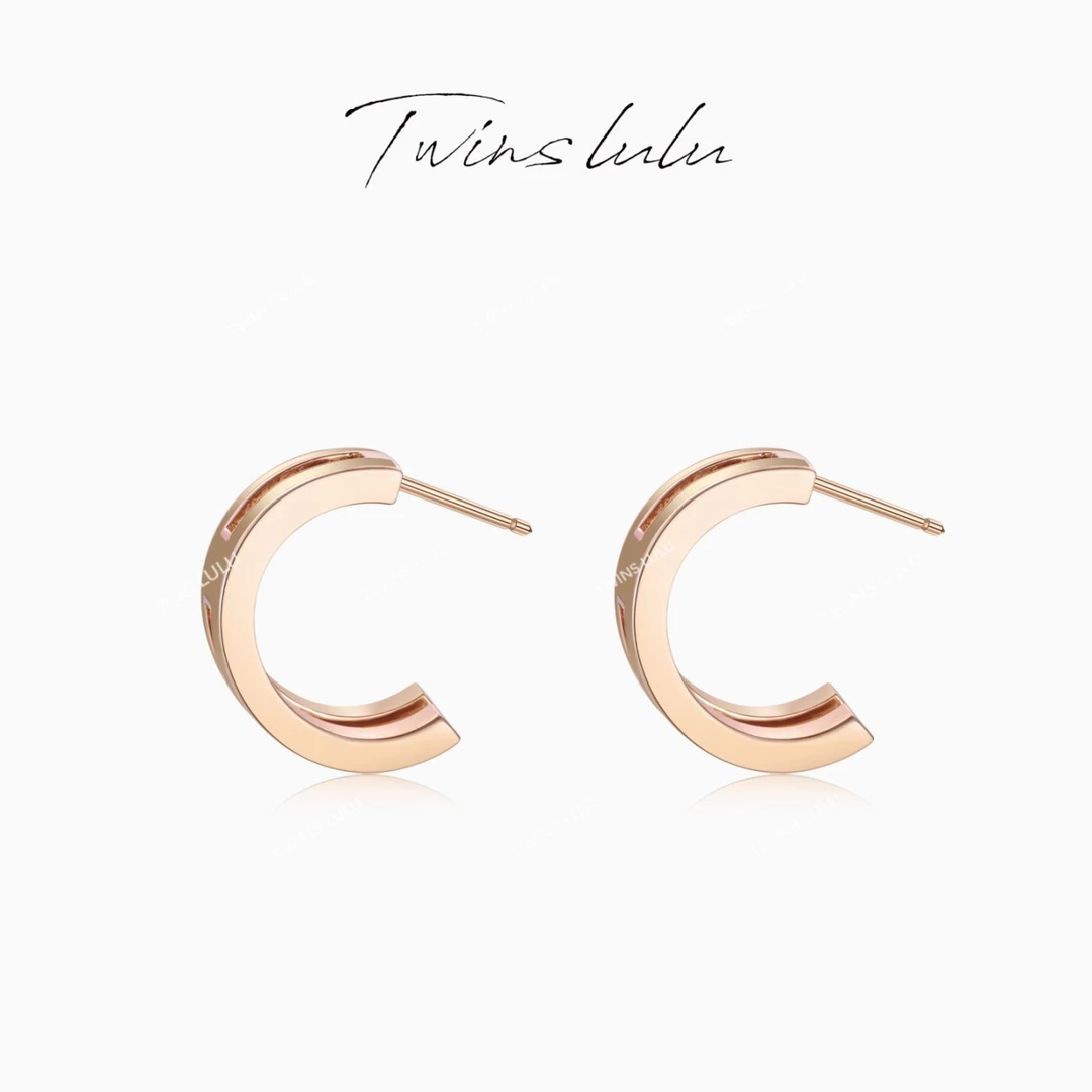 TWINS LULU  圣诞节秋上新百搭小众轻奢简约H耳环TSL2671
