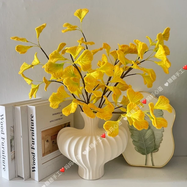 【不打胶】秋天银杏叶仿真扭扭棒客厅扭扭棒DIY材料包礼物手工摆件