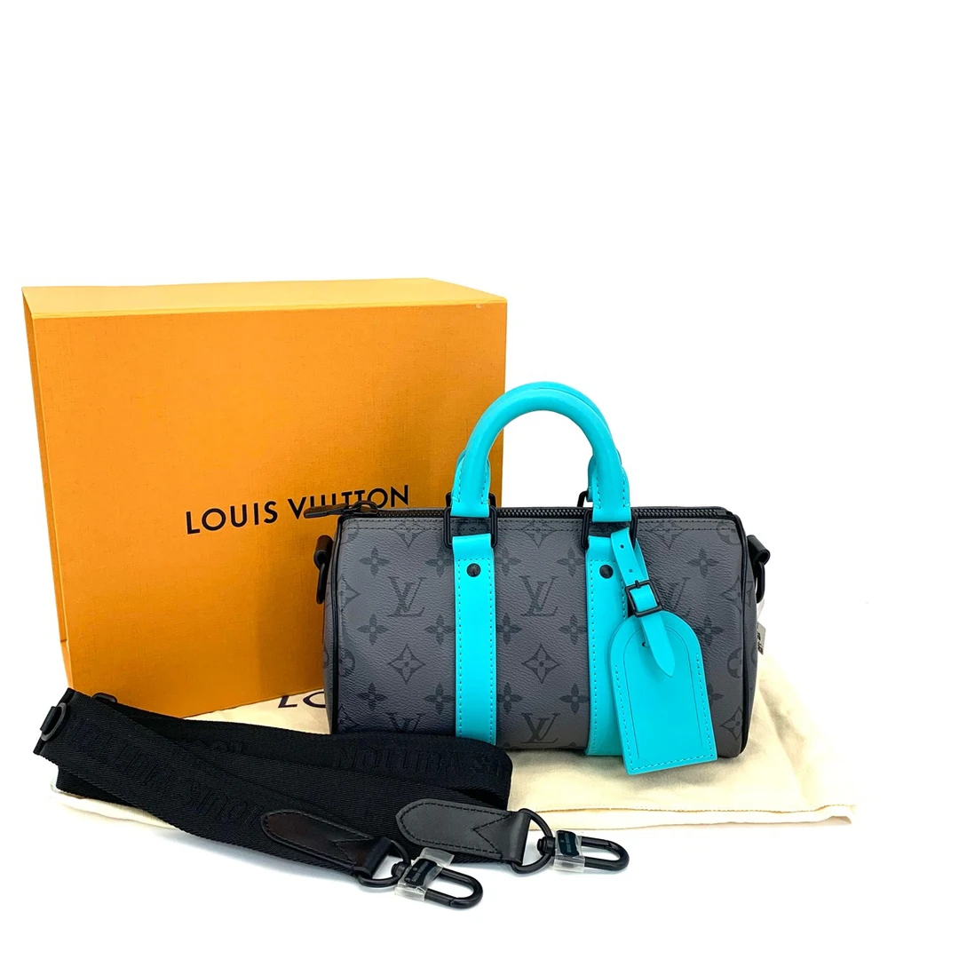 99新 LouisVuitton/路易威登 闲置绿松石老花keepall25 尺寸25/15