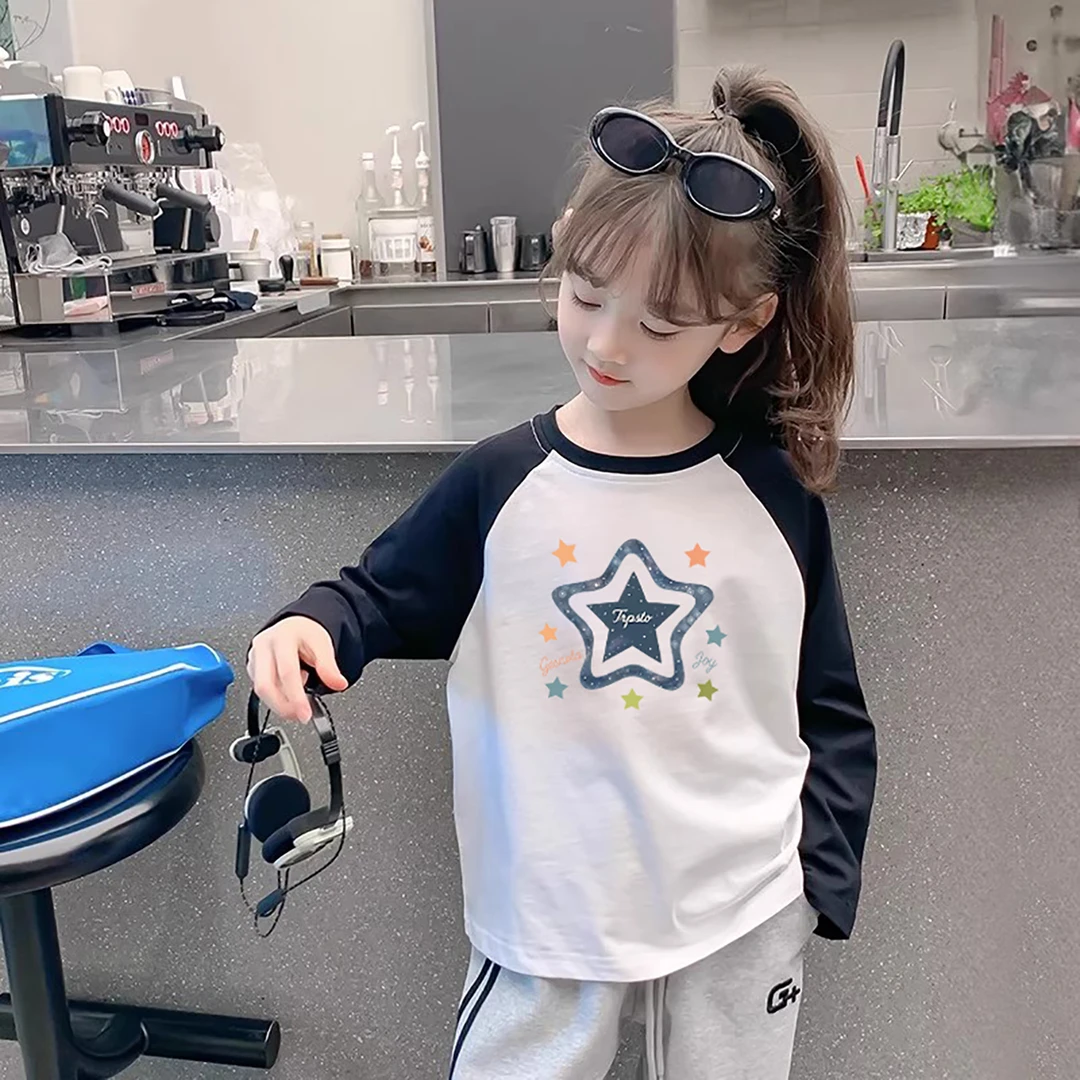 女童秋款长袖T恤春秋装新款洋气儿童百搭上衣中大童纯棉打底衫ins