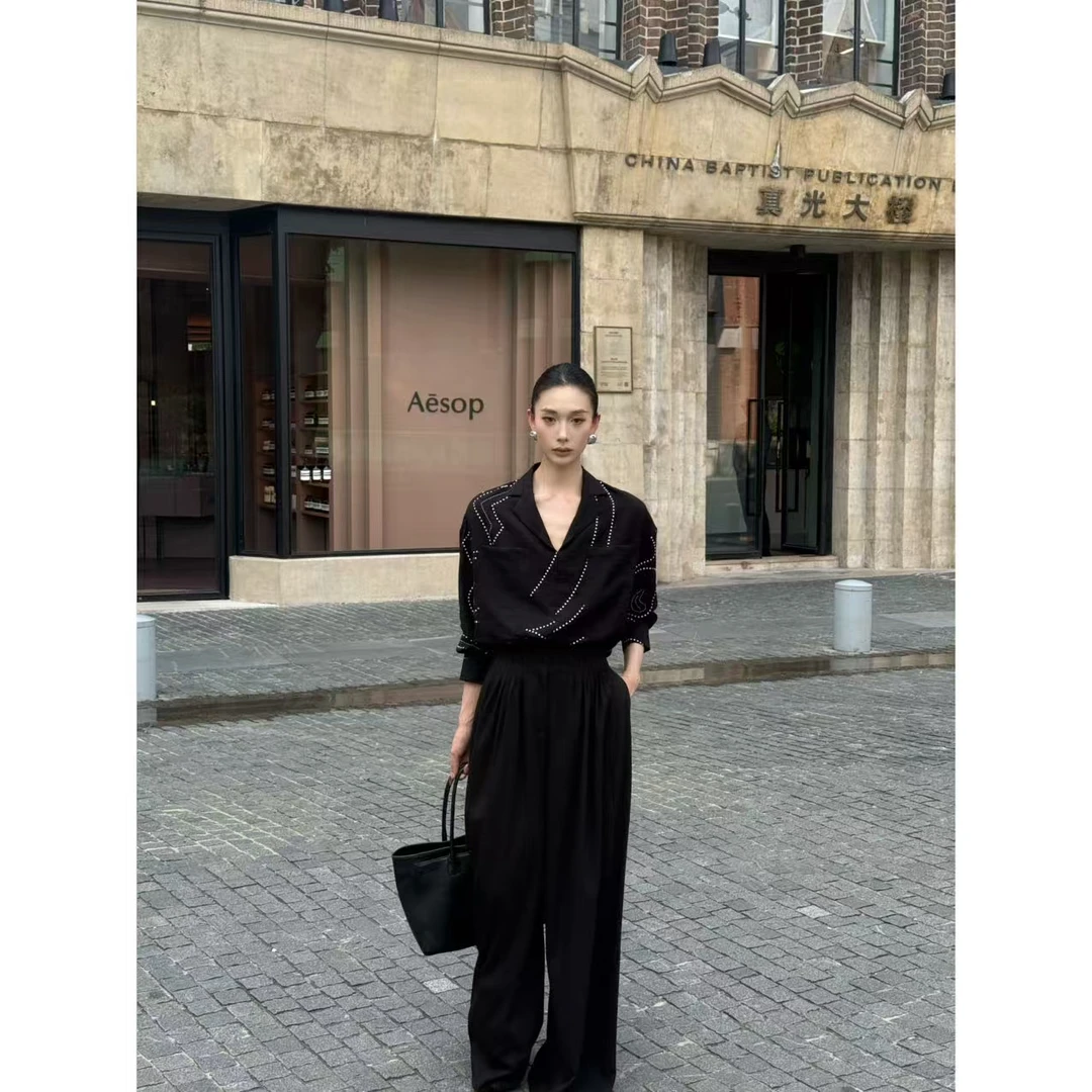 FIINAL《方圆几何》老钱风点状印花显瘦衬衫