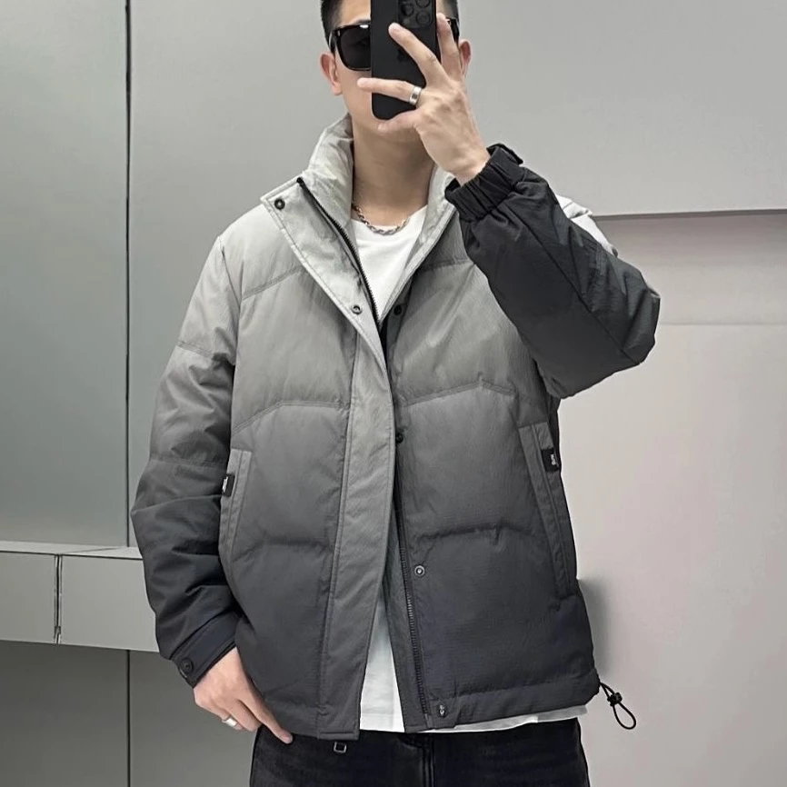 【树邦实体高品】冬季渐变色超保暖外套宽松抗寒防风百搭立领夹克