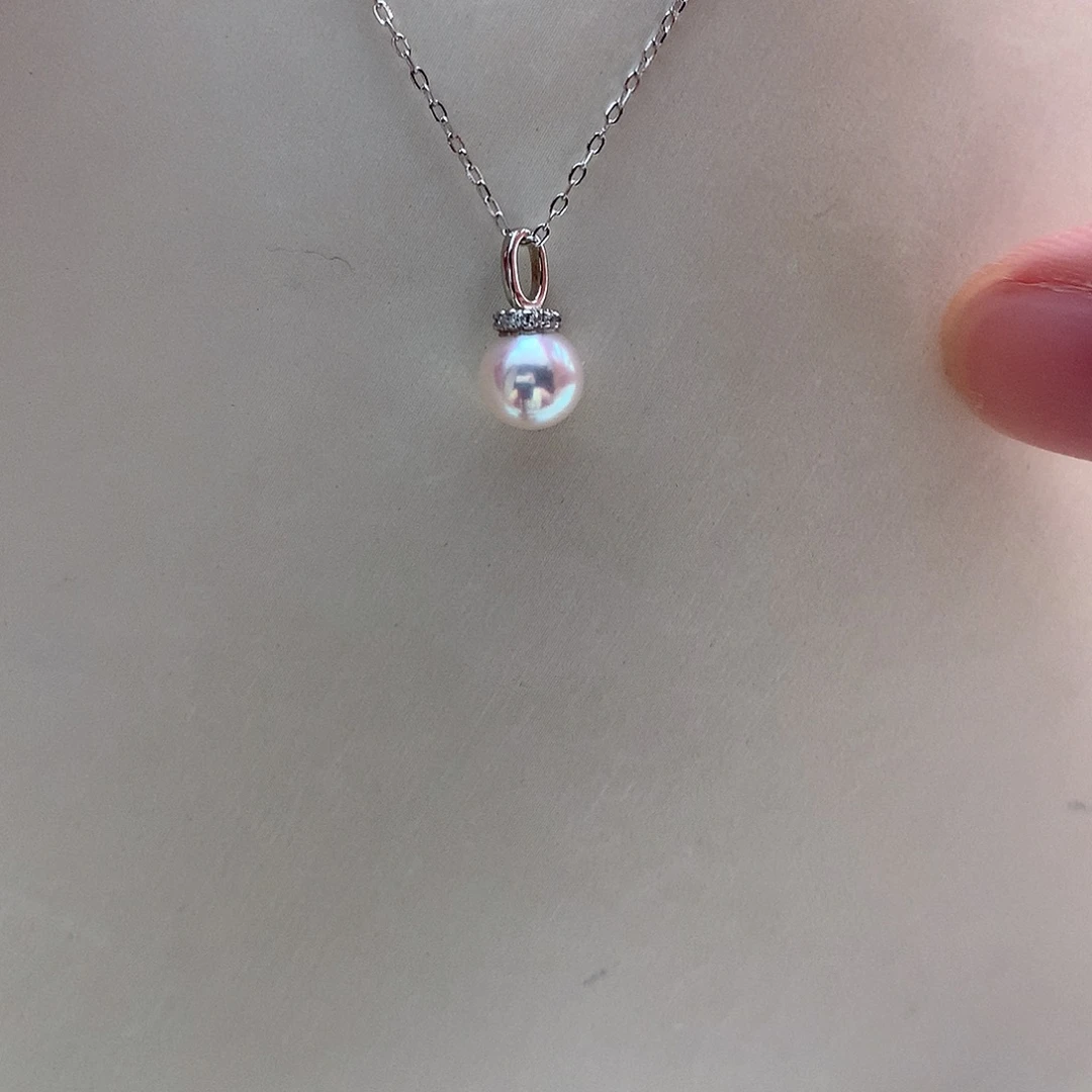银S925镶嵌吊坠(赠链)海水珍珠6.5-7mm ak