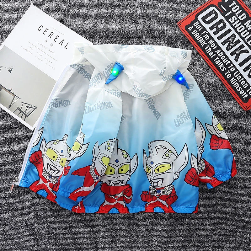 夏季新品【优品】儿童防紫外线防晒服男童防晒衣新款奥特曼发光衣