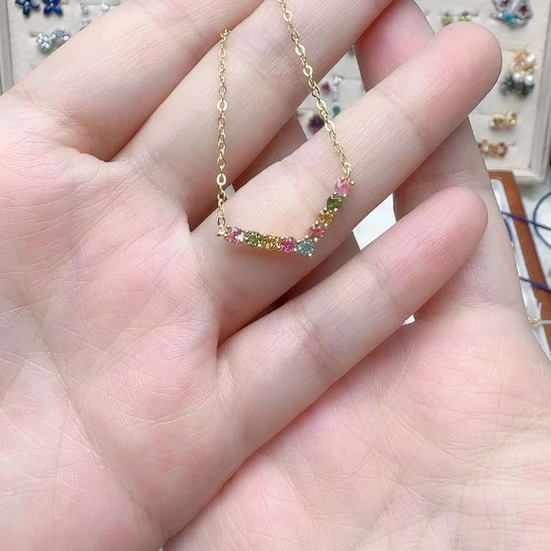 碧玺颈饰银S925镶嵌吊坠917