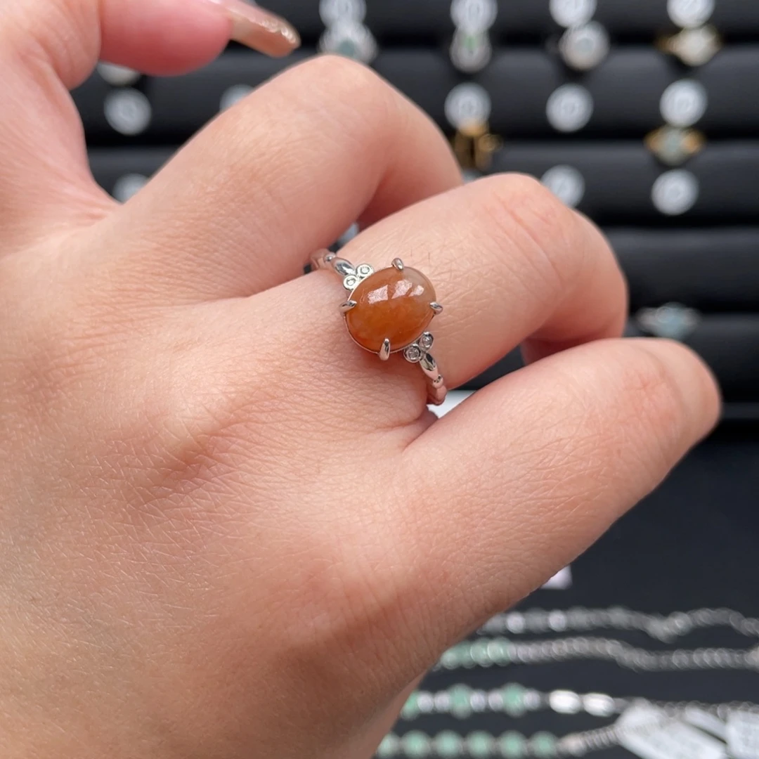 翡翠戒指银S925镶嵌戒指