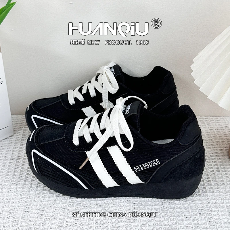 环球女鞋2025秋季新款软底内增高德训鞋学生开学季百搭时尚运动鞋