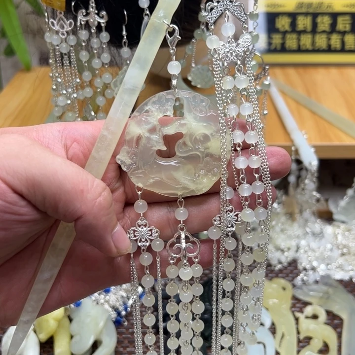 蛇纹石玉合金发饰