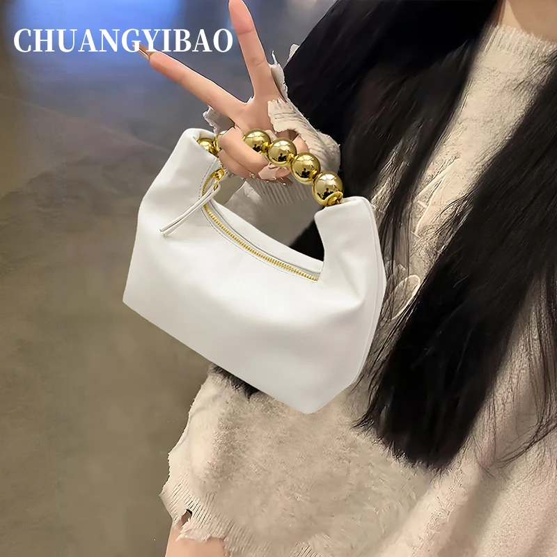 高级感轻奢小众串珠手提包2025新款轻奢简约百搭链条单肩斜挎包