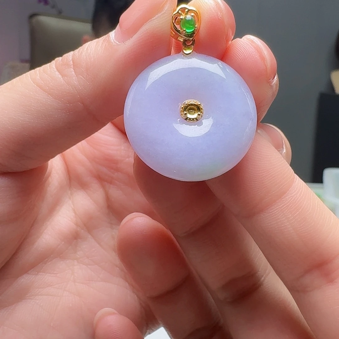 翡翠银S925镶嵌吊坠(不含链)天然