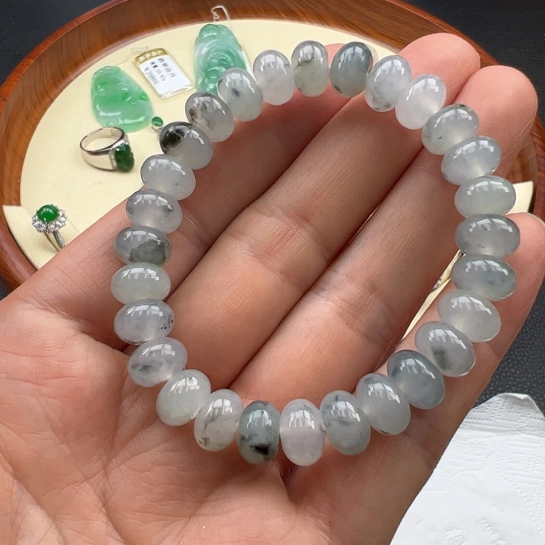 翡翠手链未镶嵌翡翠乌鸡算盘珠手串