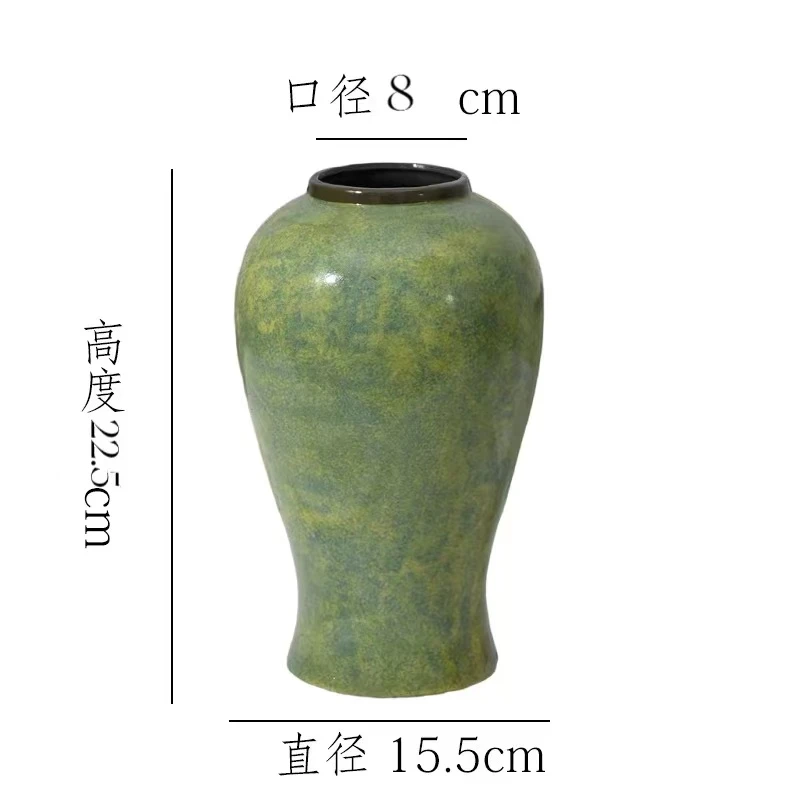 [绿野仙踪-中号美人花瓶】复古绿色陶瓷花瓶干花鲜花陶罐桌面斗柜