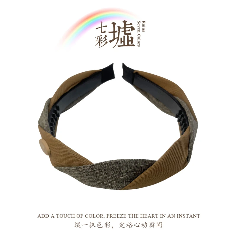 FG050 夏天撞色时尚布艺发箍头饰带齿防滑压发颅顶增高发卡高级感