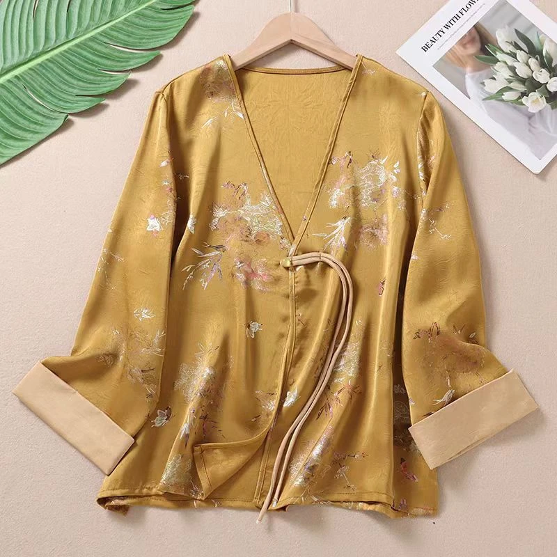 高贵典雅烫金牡丹夏洋气流苏宽松新中式国风外套
