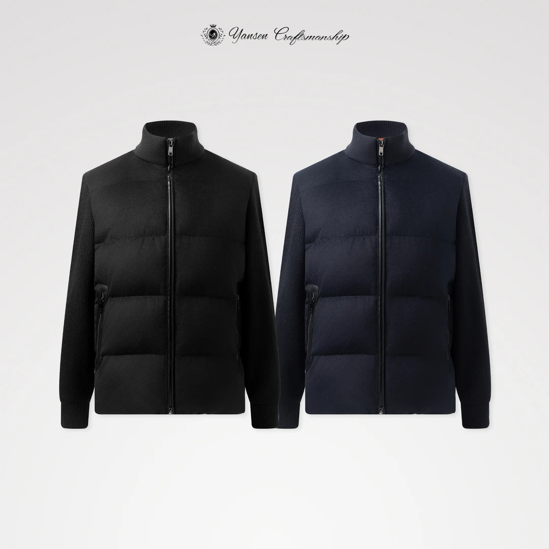 （鹅绒）莫代尔羊毛定制面料 针织拼接 极简百搭立领鹅绒服 YSD1302