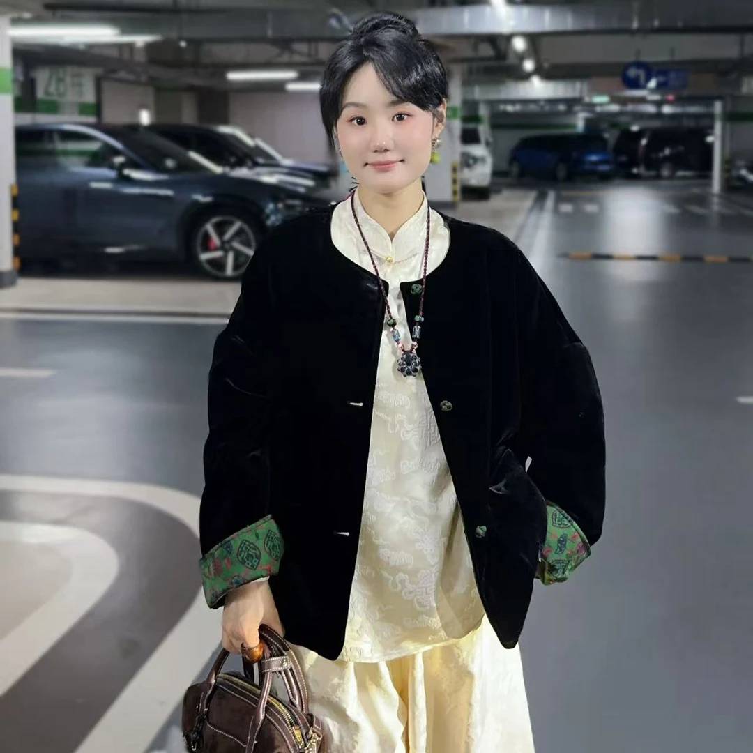 【小许夫妇】珈衽桑蚕丝丝绒秋冬双面穿新中式减龄百搭外套女