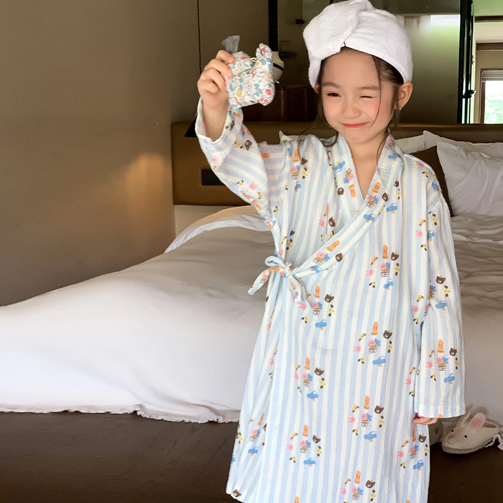 女童睡衣a类纯棉春秋款儿童家居服全棉宝宝棉纱睡衣儿童37