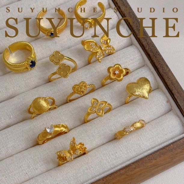 铜合金合成锆石戒指 Suyunche2377时尚复古宫廷风戒指多款可选