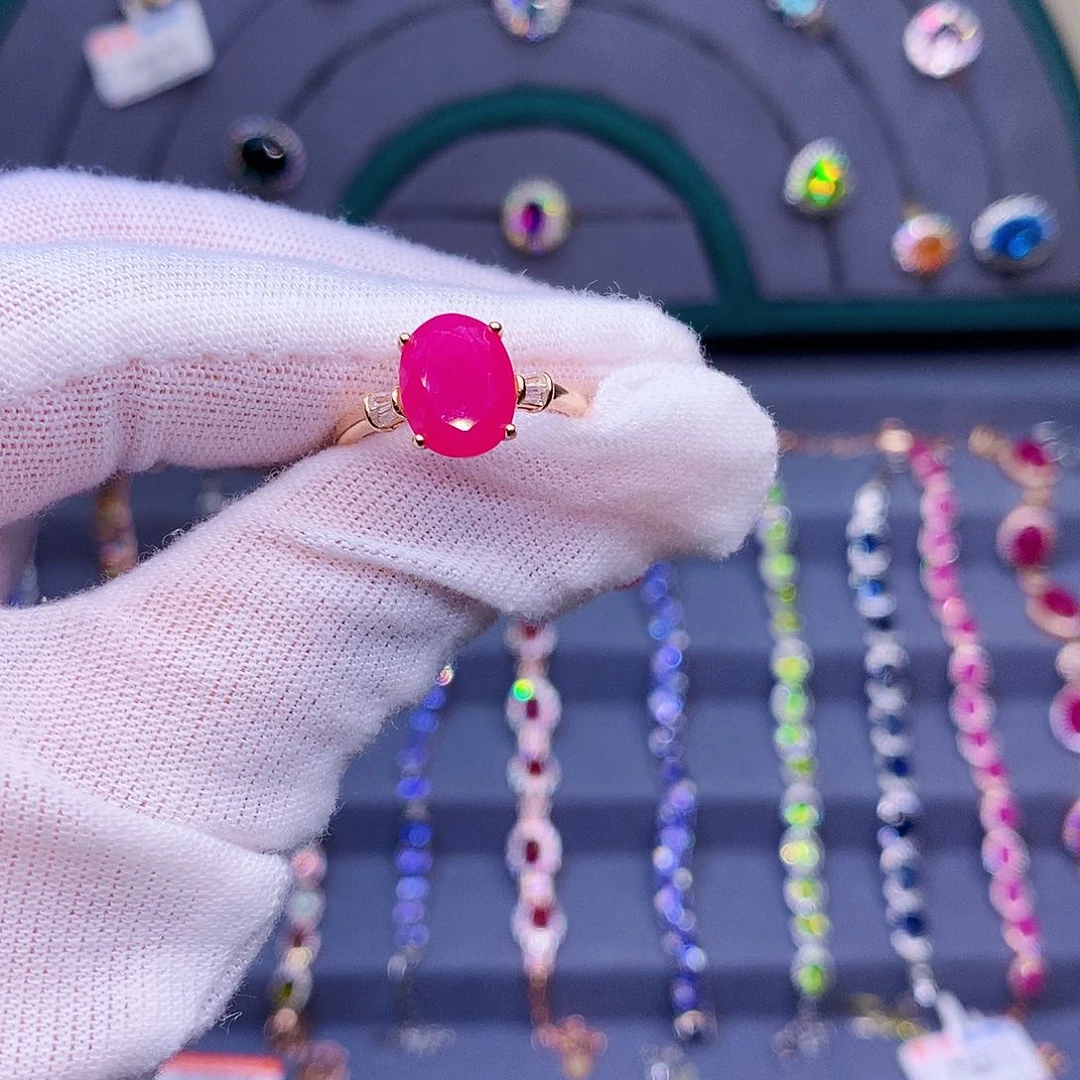 红宝石戒指银S925镶嵌