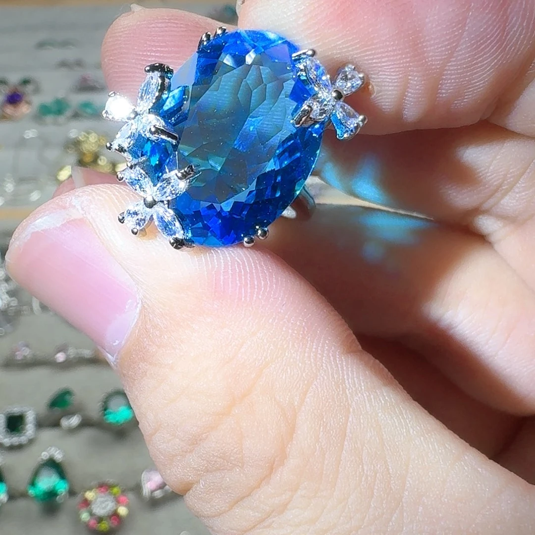 绿水晶戒指银S925镶嵌