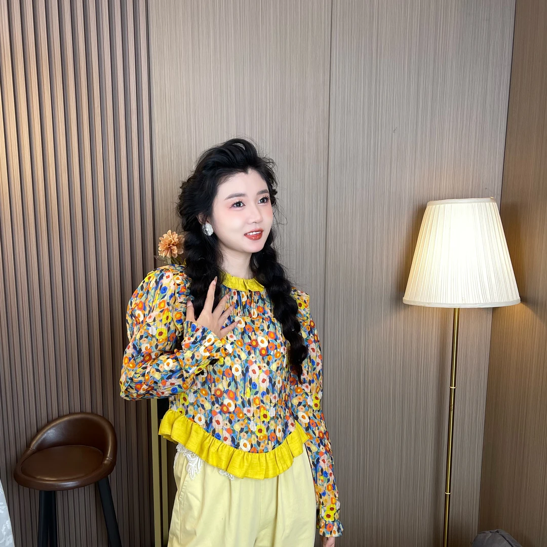 MUMU家【莫奈森林】花边设计款甜美浪漫高级感法式上衣早春新款