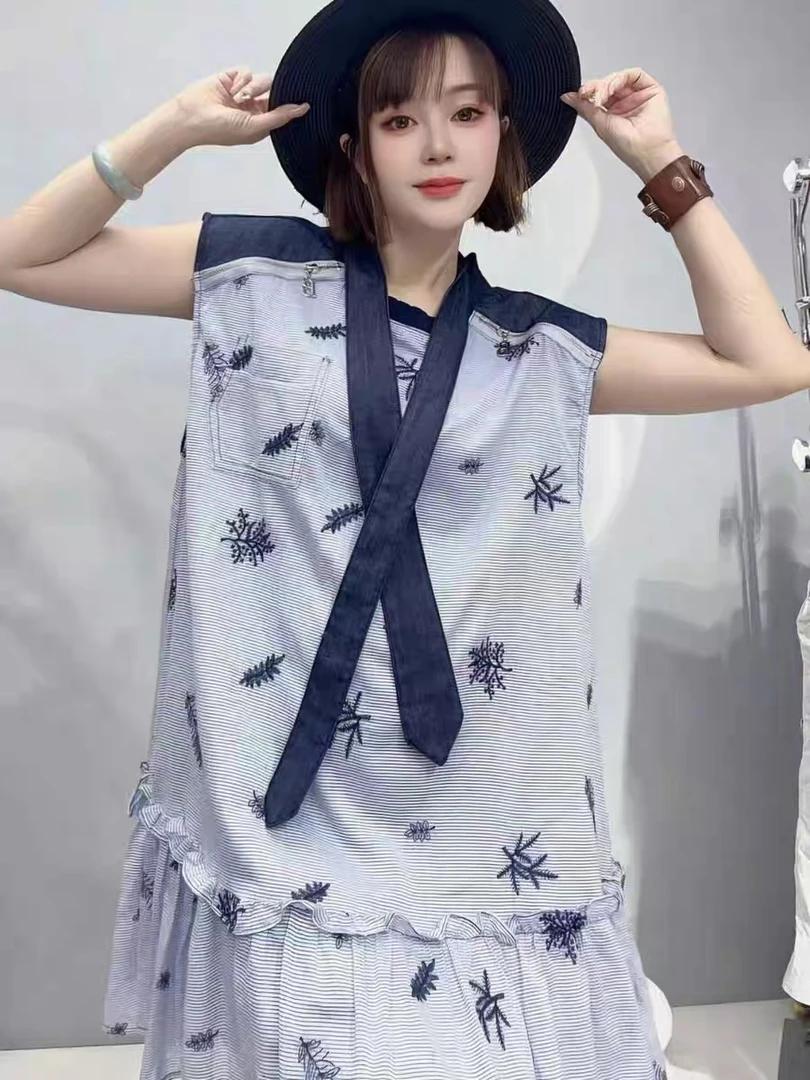 欧货女装2025夏季新款重工刺绣拼接时尚减龄显瘦连衣裙